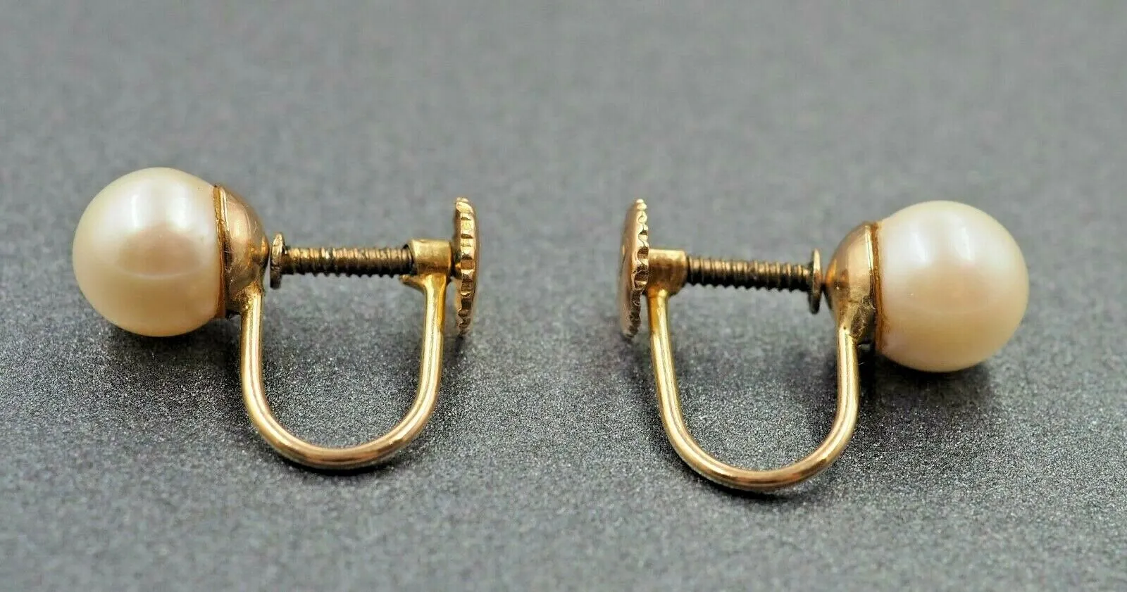 9ct Yellow Gold Pearl Screw Back Drop Earrings
