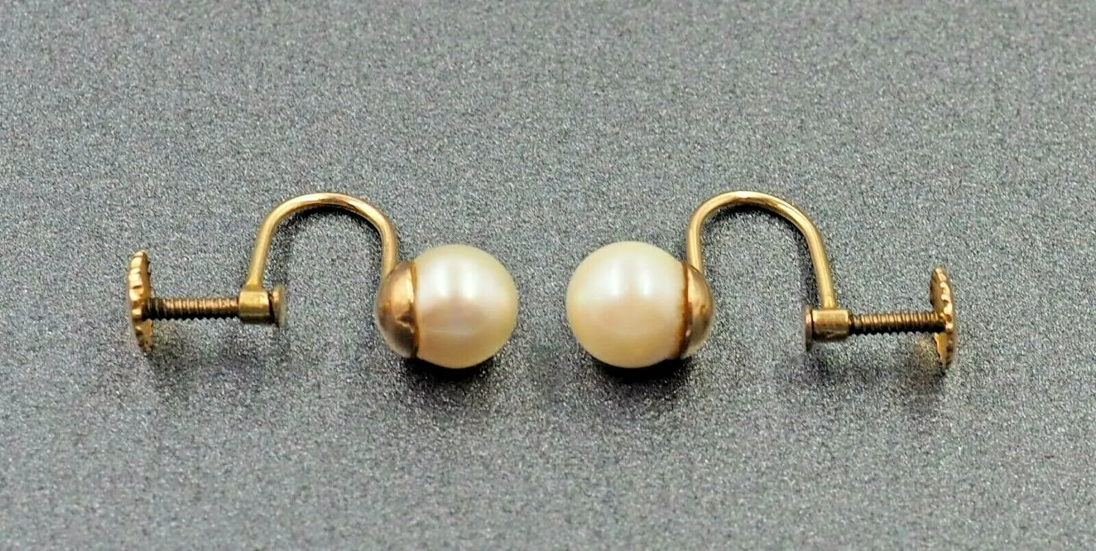 9ct Yellow Gold Pearl Screw Back Drop Earrings