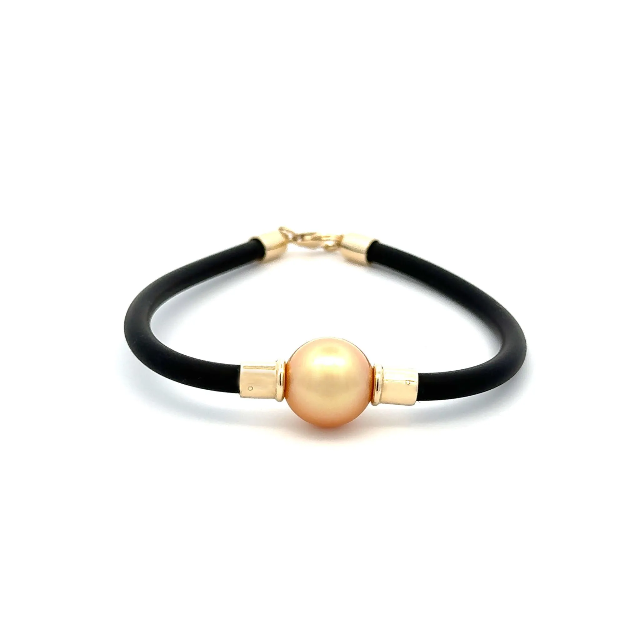 9K Yellow Gold South Sea Cultured 12-13mm Pearl Neoprene Bracelet