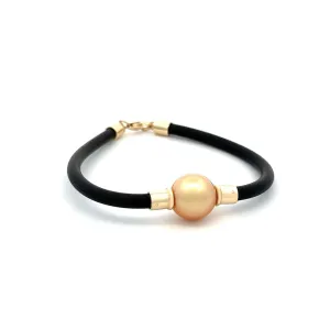 9K Yellow Gold South Sea Cultured 12-13mm Pearl Neoprene Bracelet