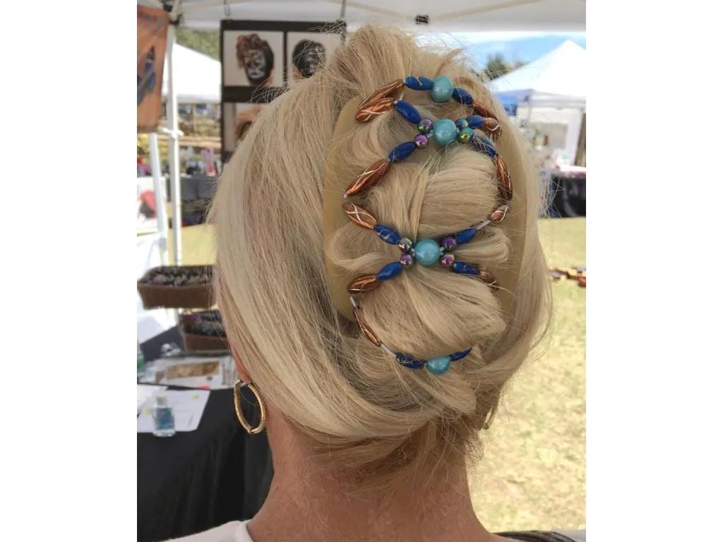 African Butterfly Hair Comb - Dalena Turquoise 12