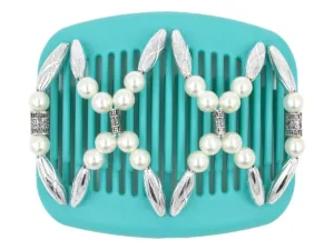 African Butterfly Hair Comb - Dalena Turquoise 12
