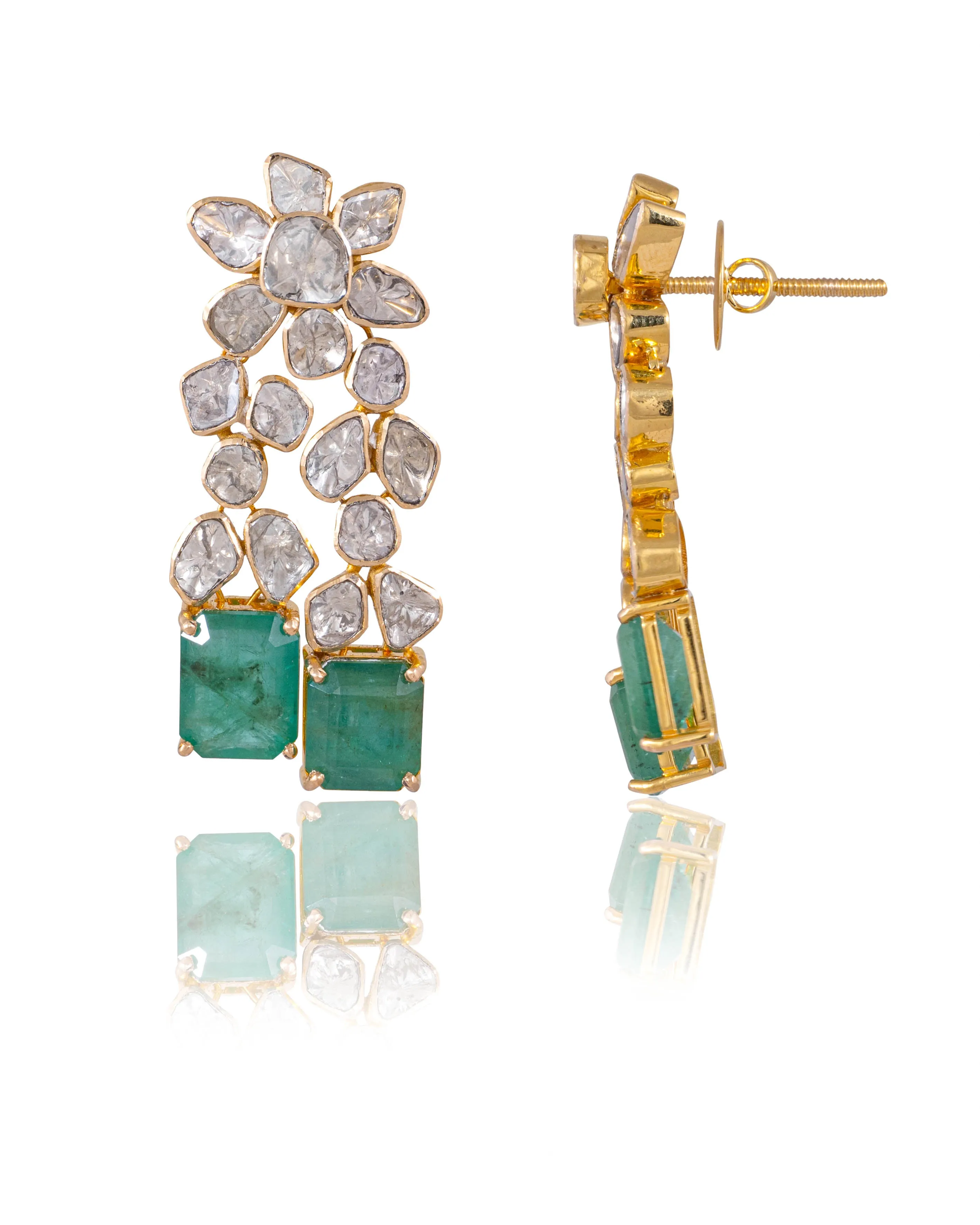 Afsha Necklace And Nadiya Long Earrings Polki Set