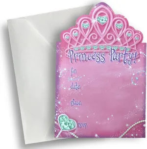 ALAZCO 24 Tiara Shaped Fill-in Invitations – Baby Shower Birthday Royal Queen Princess Party Play Dates Tea Party Magical Fairy Tale Themed Party Supply Enchanted Tiara Invite Cards with Envelopes