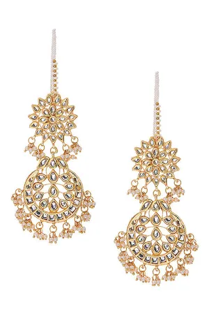 Alloy Kundan Earring in Gold and White