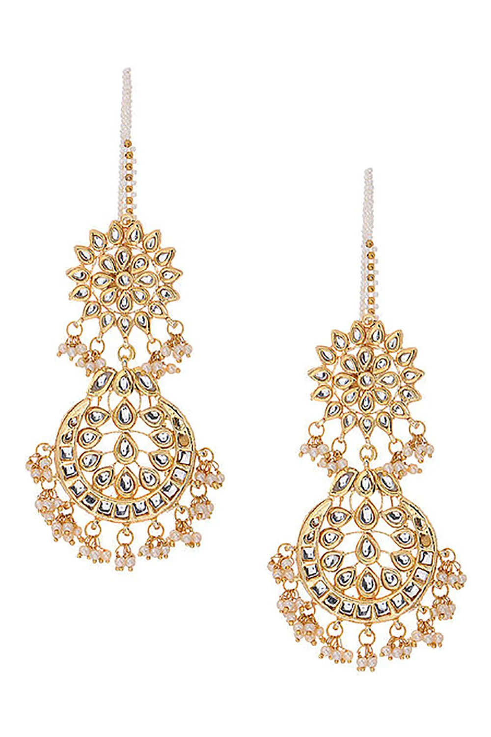 Alloy Kundan Earring in Gold and White