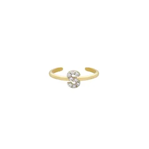 Alphabet Diamond Toe Ring  (A-Z) ( 2 Colors )
