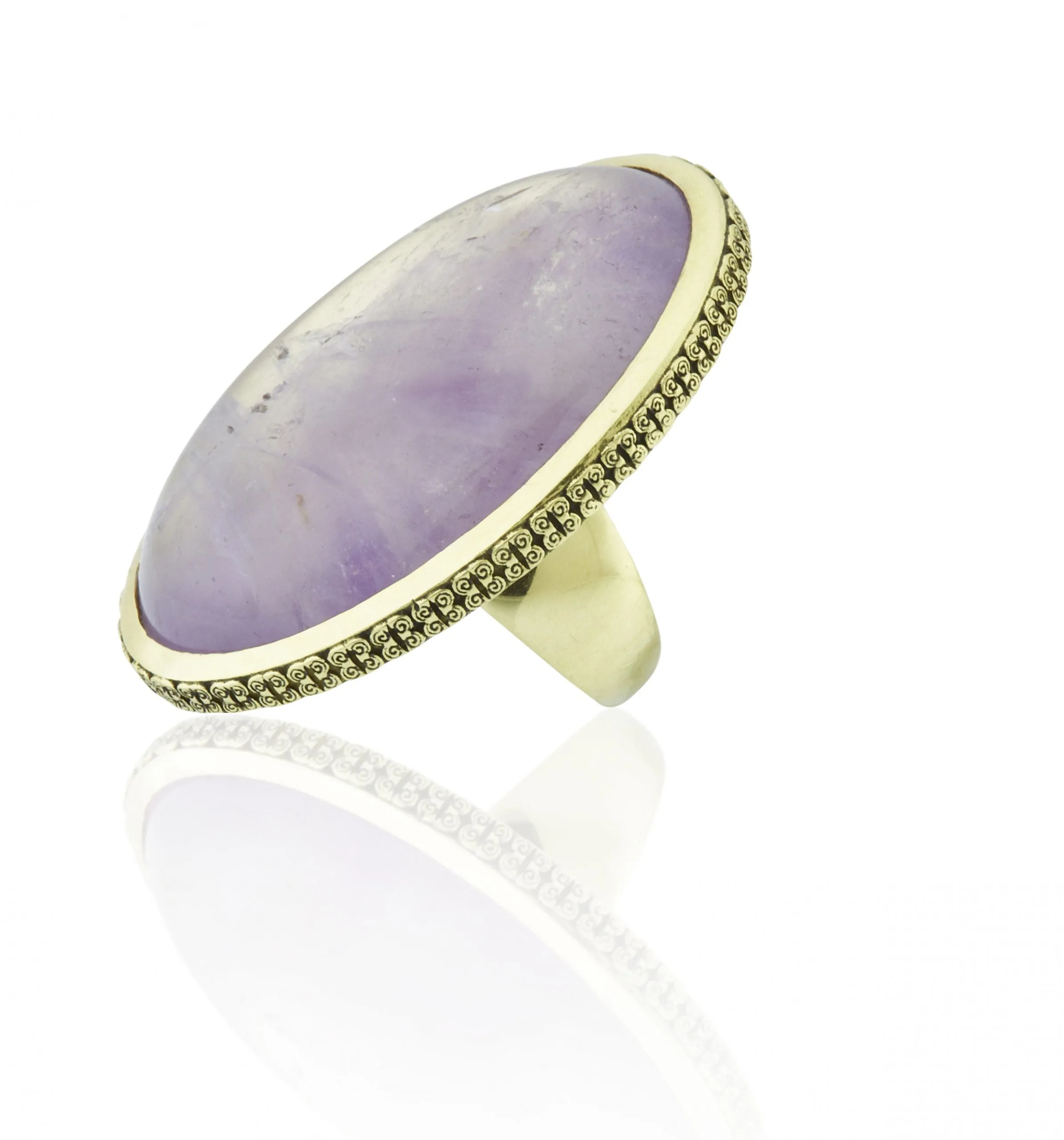 Amethyst Bezel-Set Gold Ring