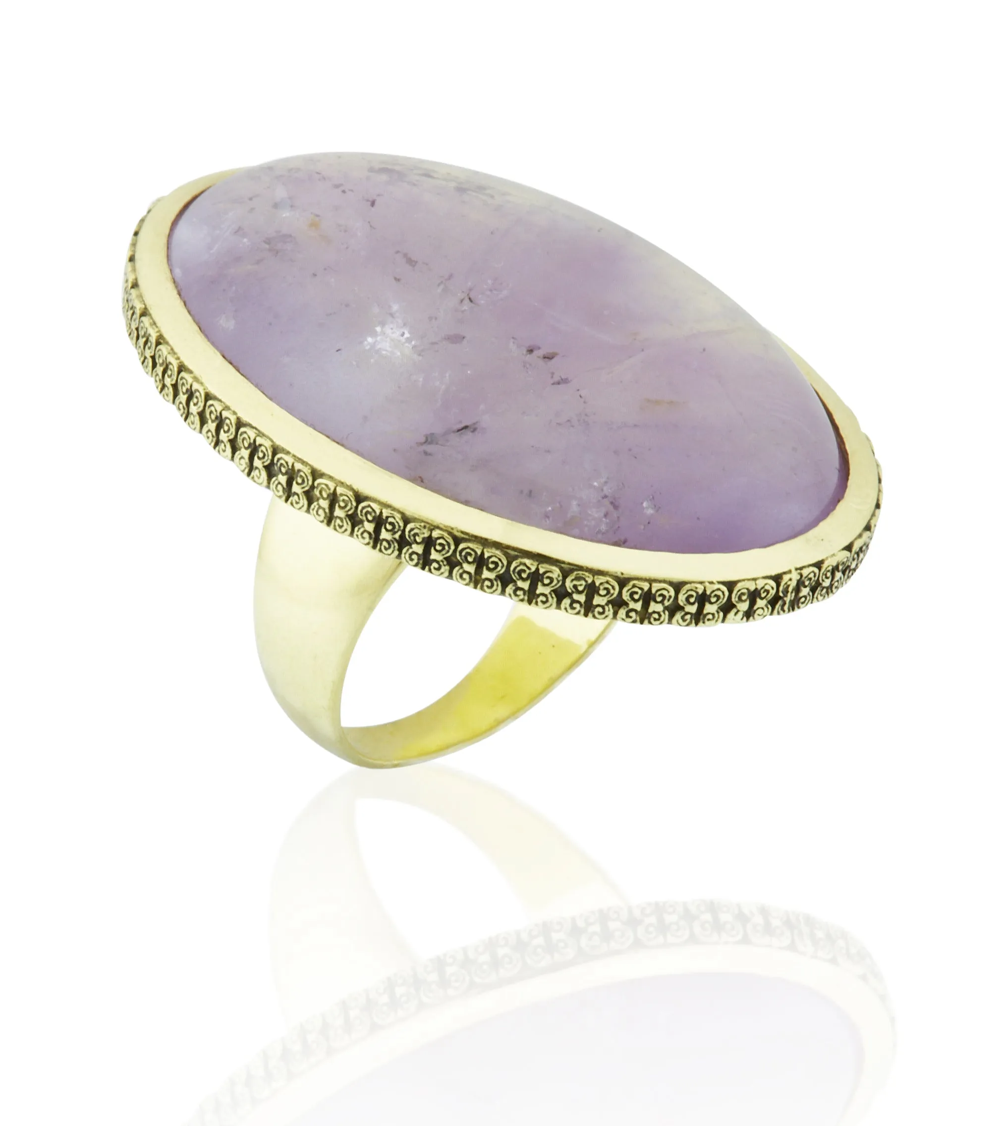 Amethyst Bezel-Set Gold Ring