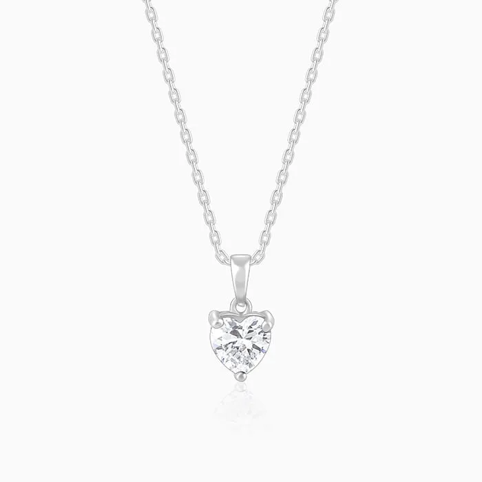 Anushka Sharma Silver Solitaire Heart  Pendant with Link Chain