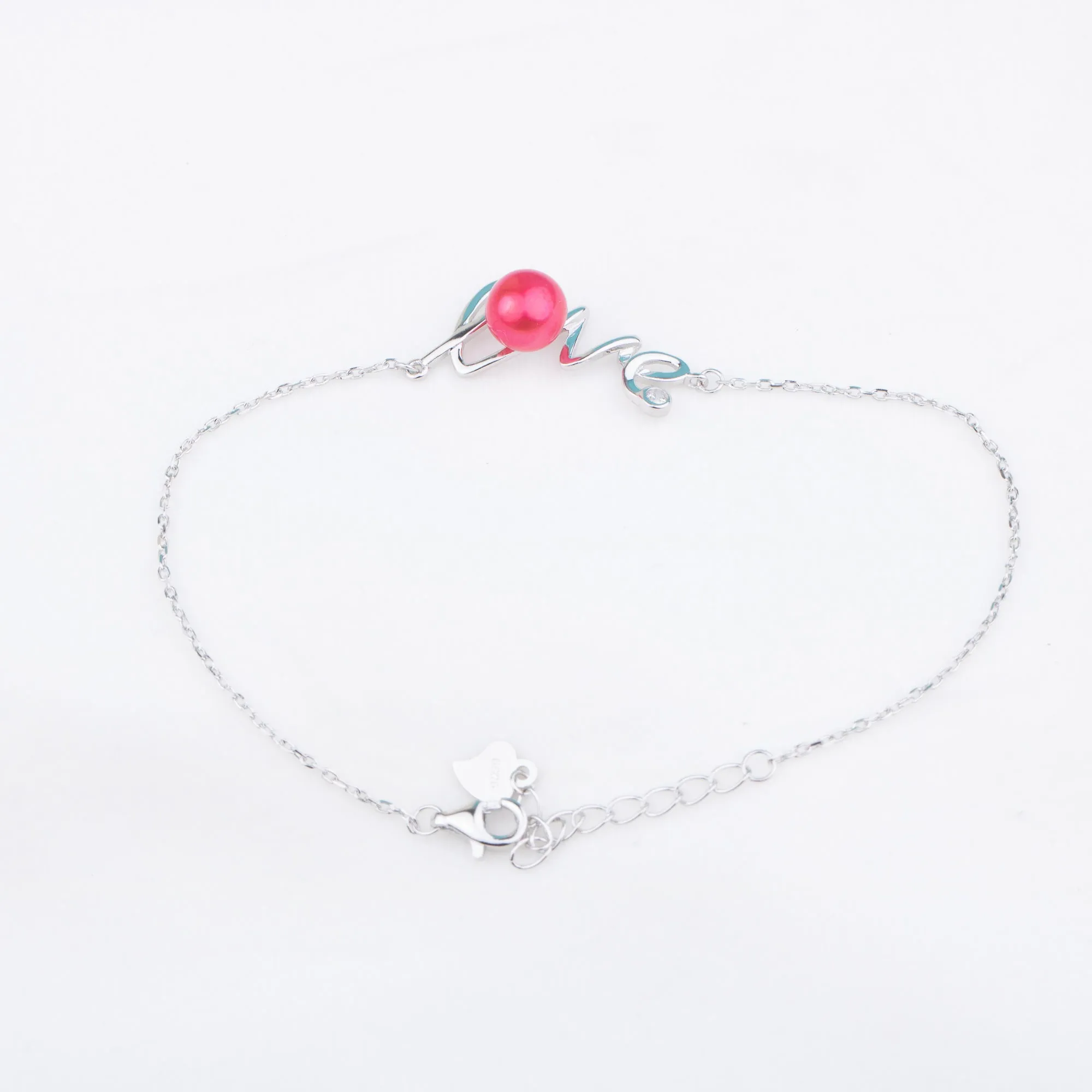 b01073  DIY 7-8mm Natural Freshwater pearl bracelet accessory 925 sterling silver adjustable chain bracelet for women