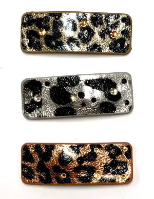 Bari Lynn Animal Print Snap Clip with Crystals