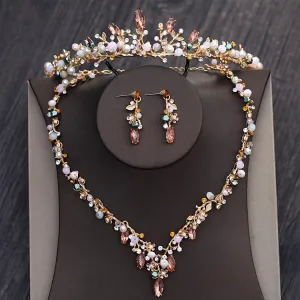 Baroque Vintage Gold Crystal Beads Bridal Jewelry Sets