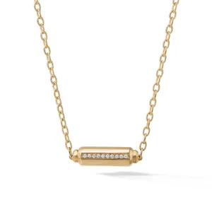 Barrels Station Necklace with Diamonds in 18K Gold
