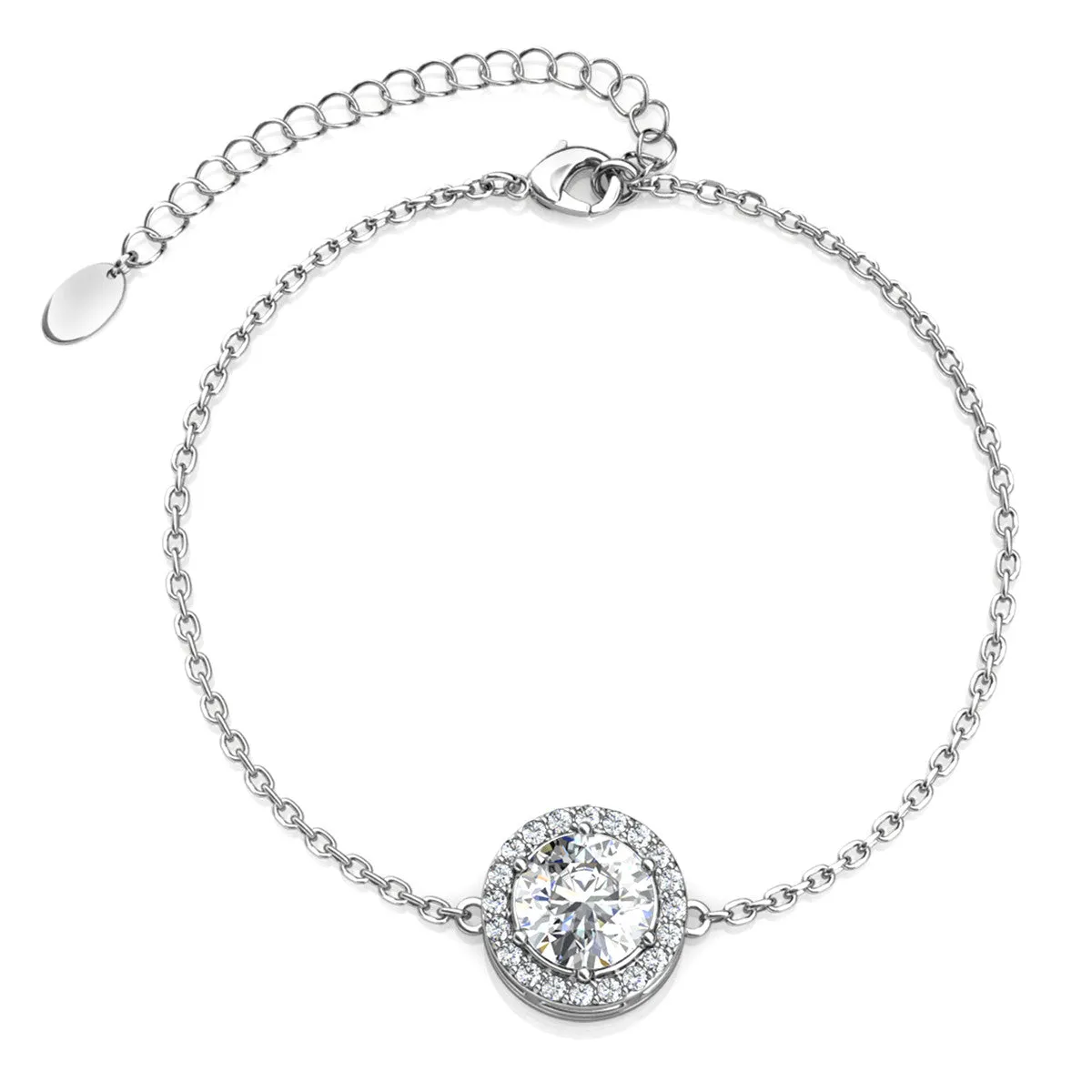 Blake 18k White Gold Plated Crystal Halo Bracelet