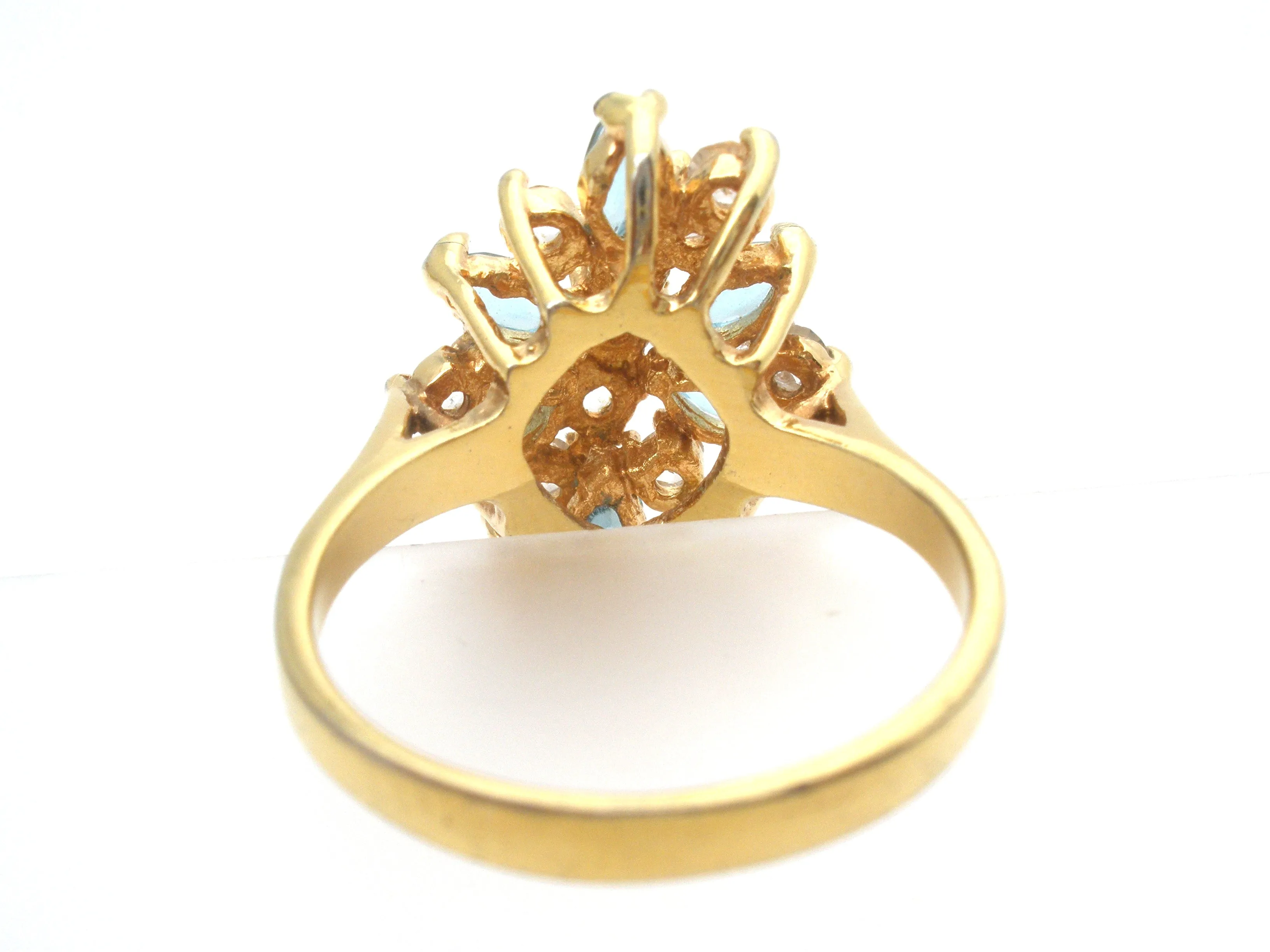 Blue & Clear CZ Cocktail Ring Size 10.5