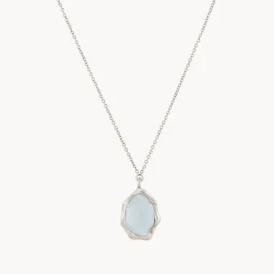 blue chalcedony mood necklace silver - sterling silver, blue chalcedony