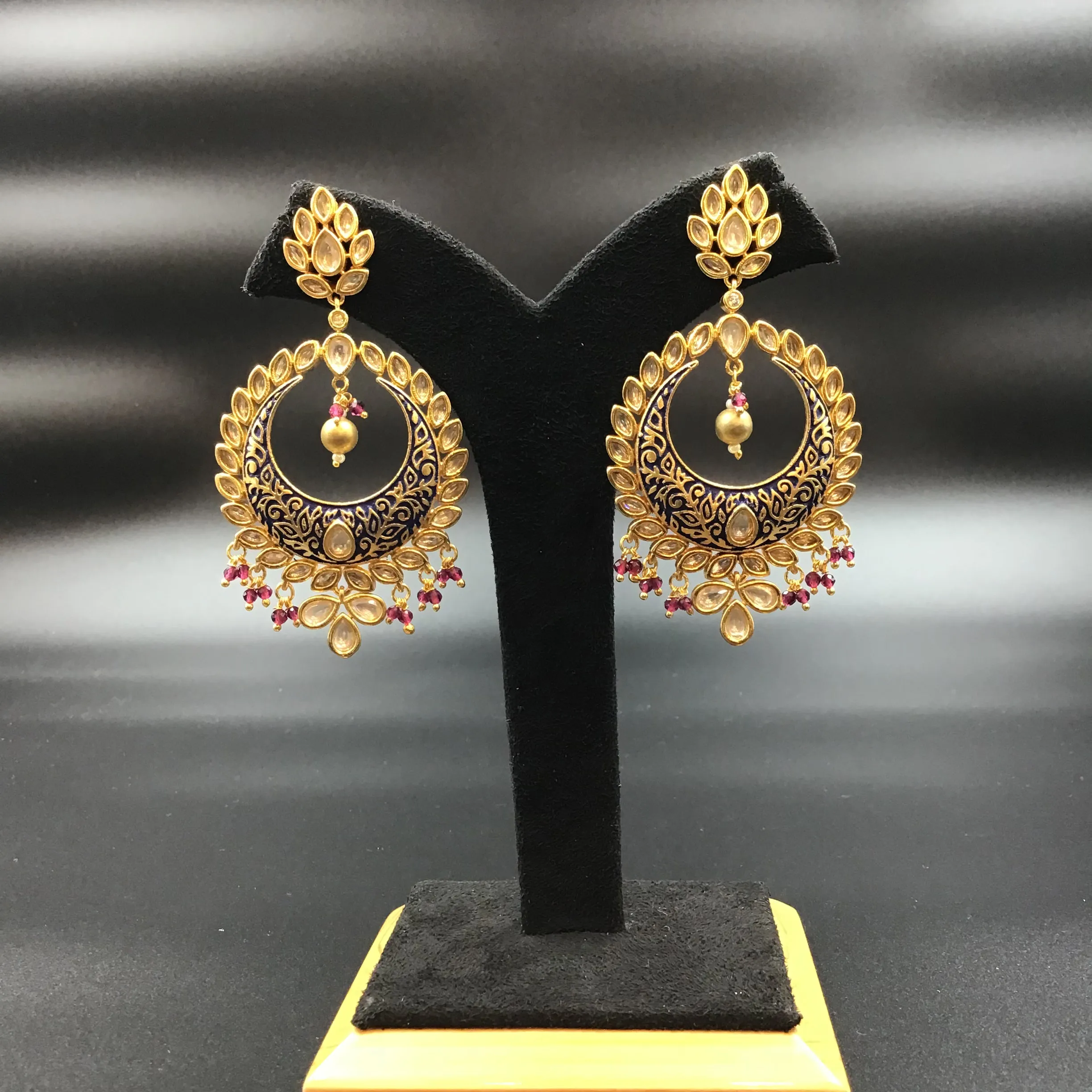 Blue Kundan Chandbali 8870-2946
