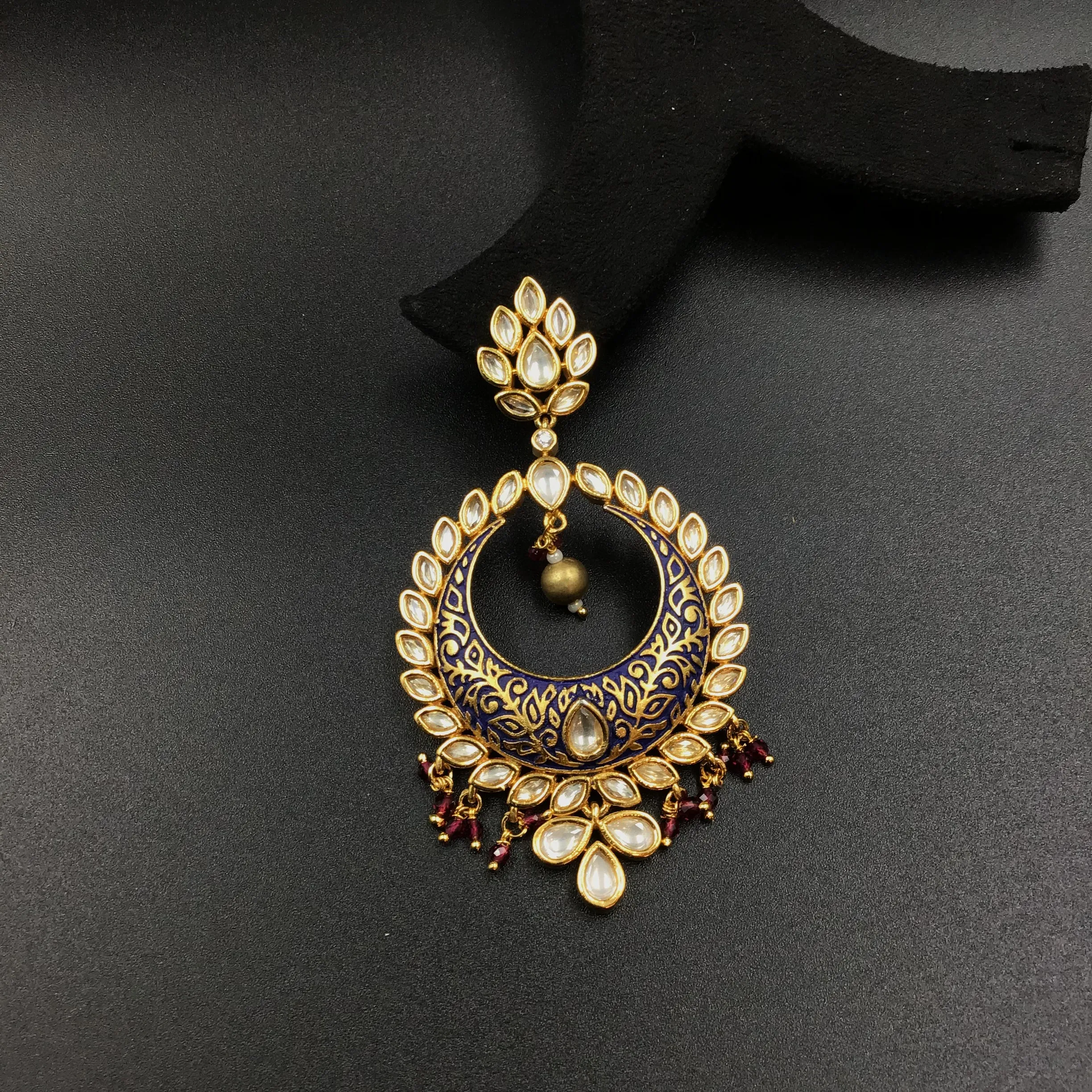 Blue Kundan Chandbali 8870-2946