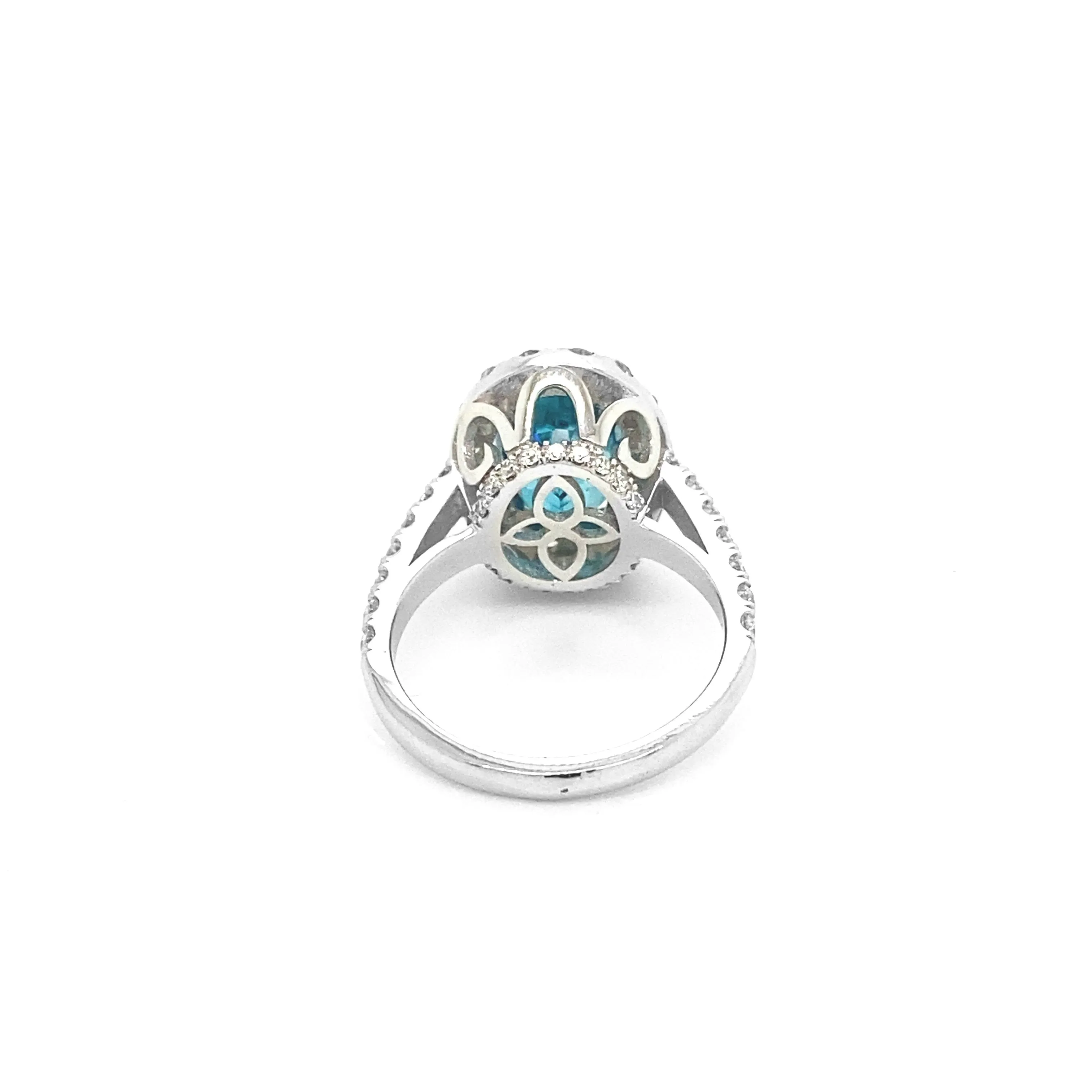 Blue Zircon White Gold Ring R008