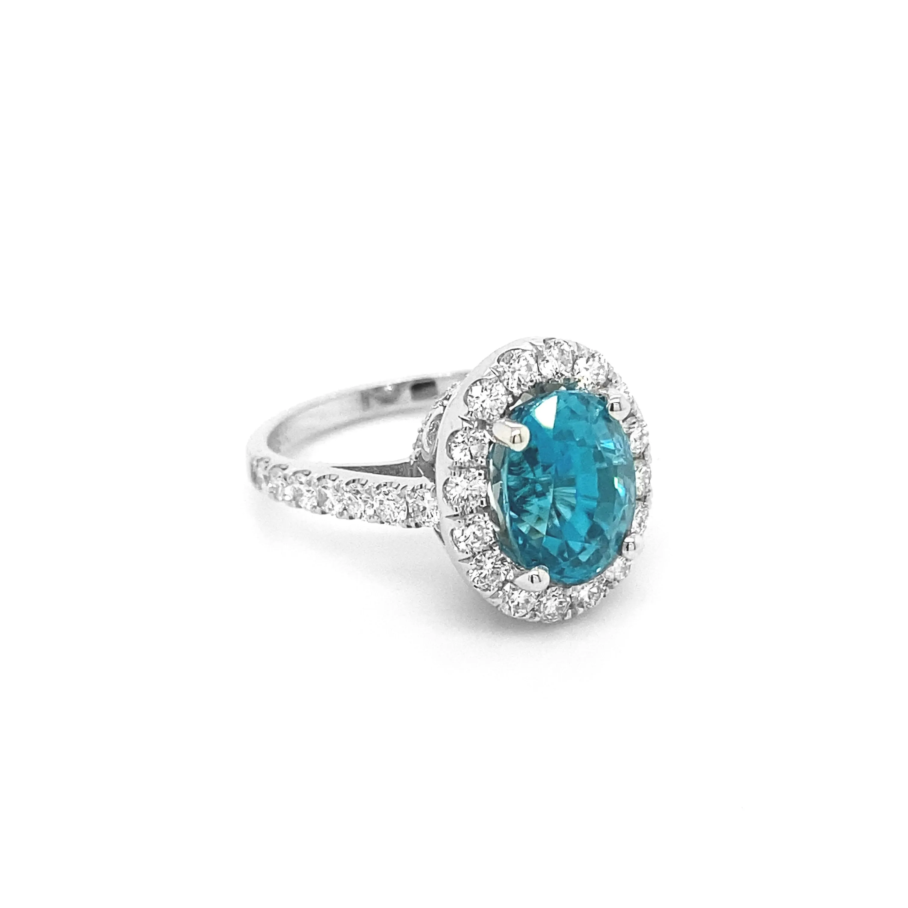 Blue Zircon White Gold Ring R008