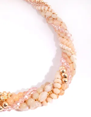 Blush Beaded Mix Twist Necklace