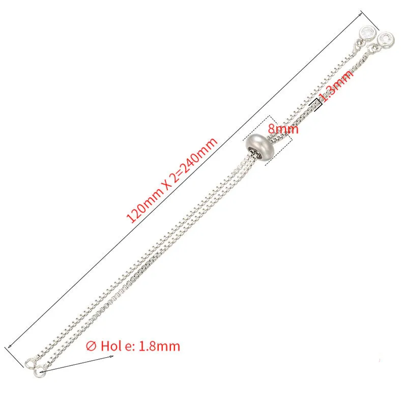 Bracelet Chains - Ball Chains Bracelet Silver Ball - Adjustable Box Chain Bolo Bracelet Silver Box Chain With Slider for Jewelry Making