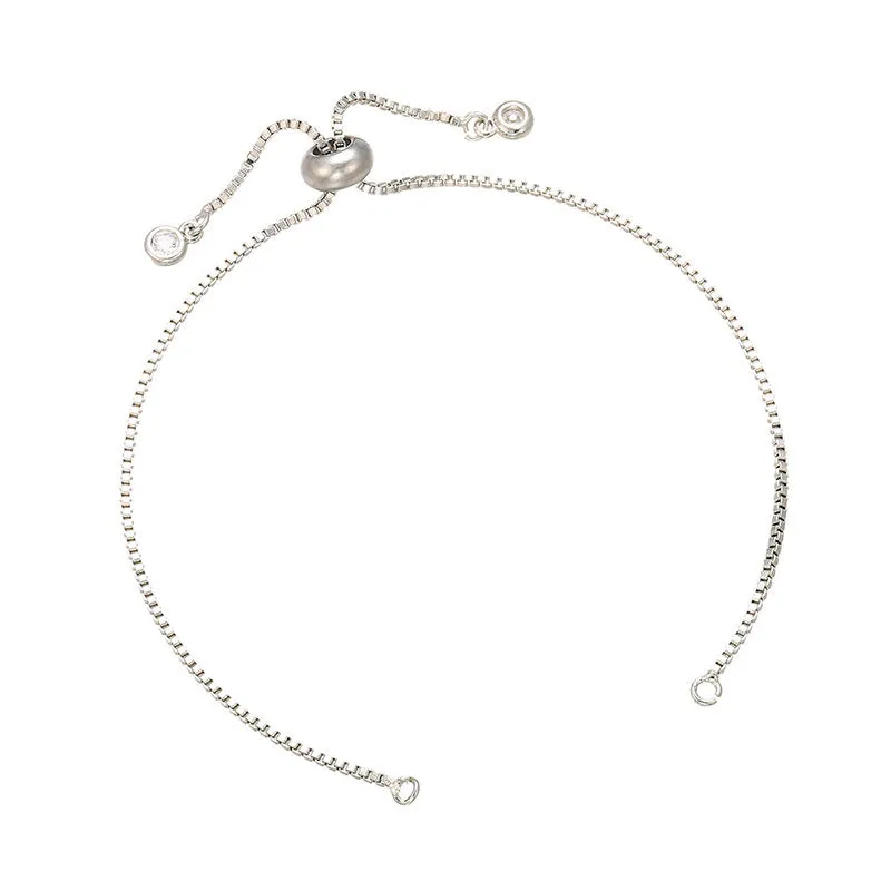 Bracelet Chains - Ball Chains Bracelet Silver Ball - Adjustable Box Chain Bolo Bracelet Silver Box Chain With Slider for Jewelry Making