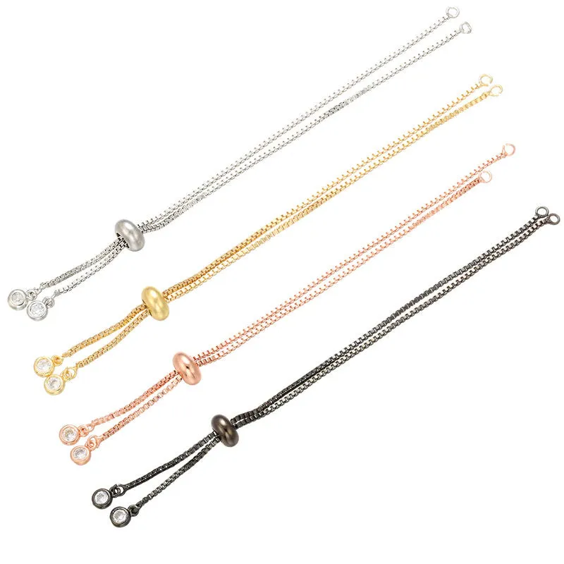 Bracelet Chains - Ball Chains Bracelet Silver Ball - Adjustable Box Chain Bolo Bracelet Silver Box Chain With Slider for Jewelry Making