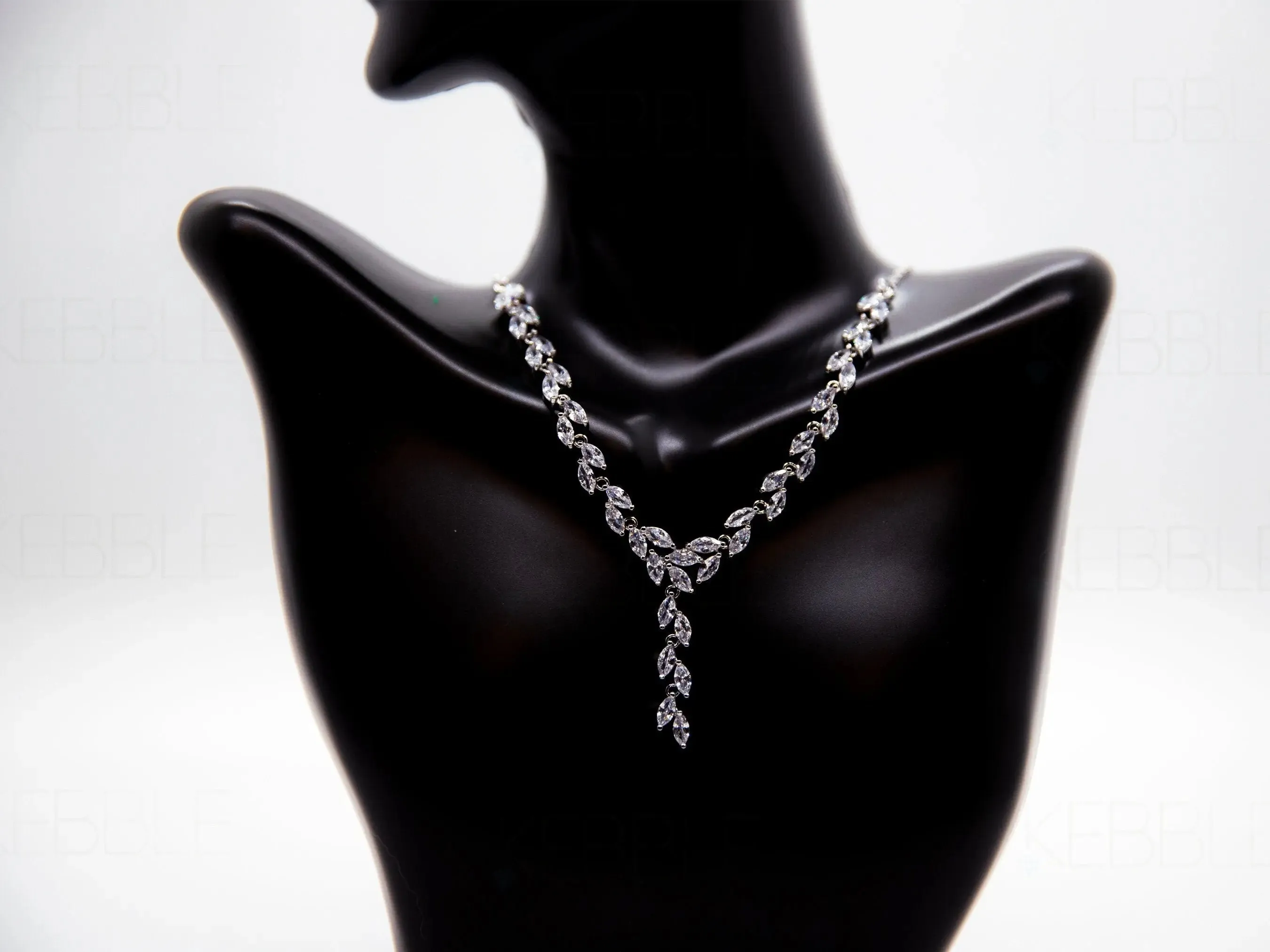 Bridal Jewelry Set, Platinum Plated, Shiny Vine Set - Silver