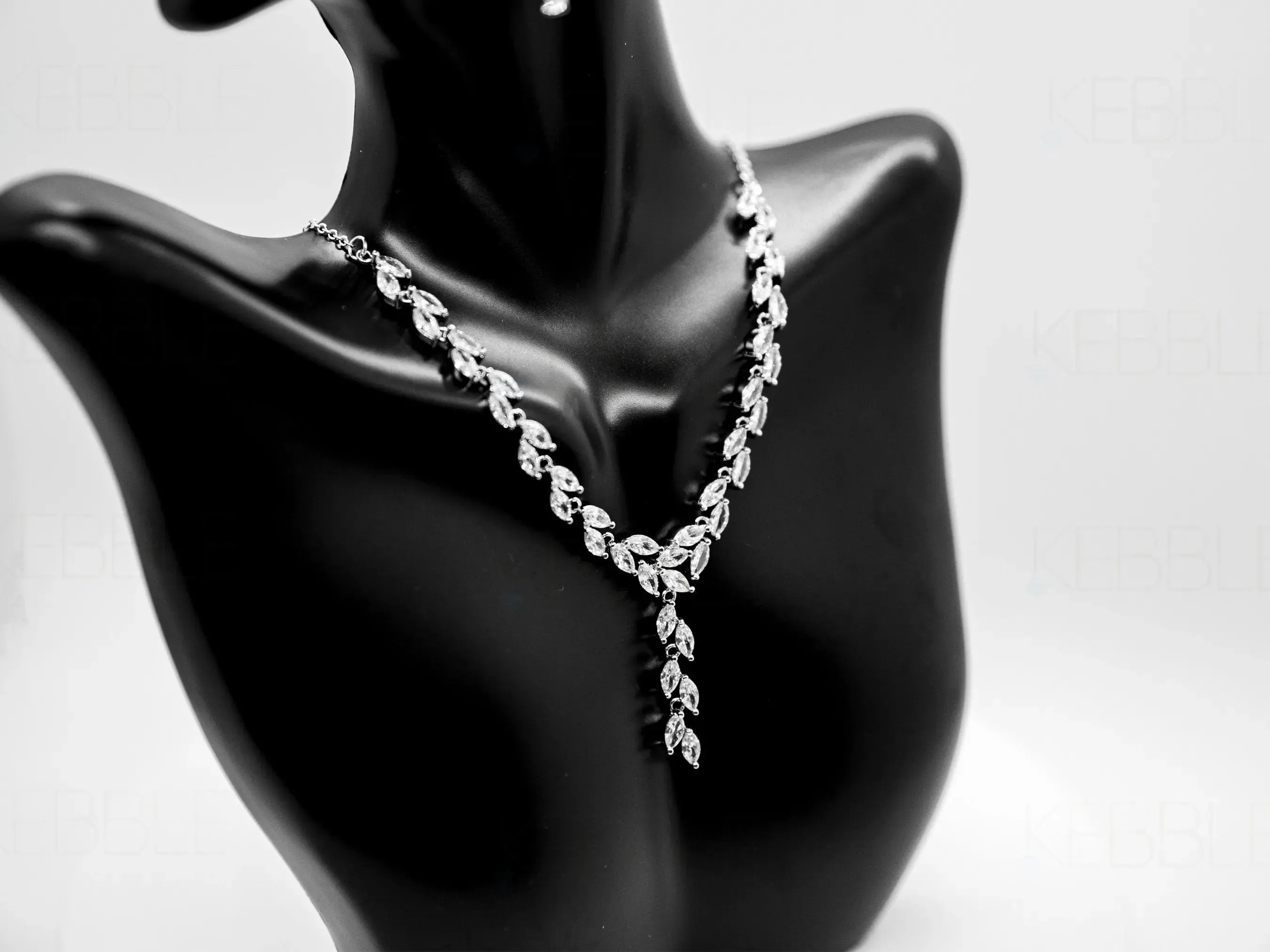 Bridal Jewelry Set, Platinum Plated, Shiny Vine Set - Silver