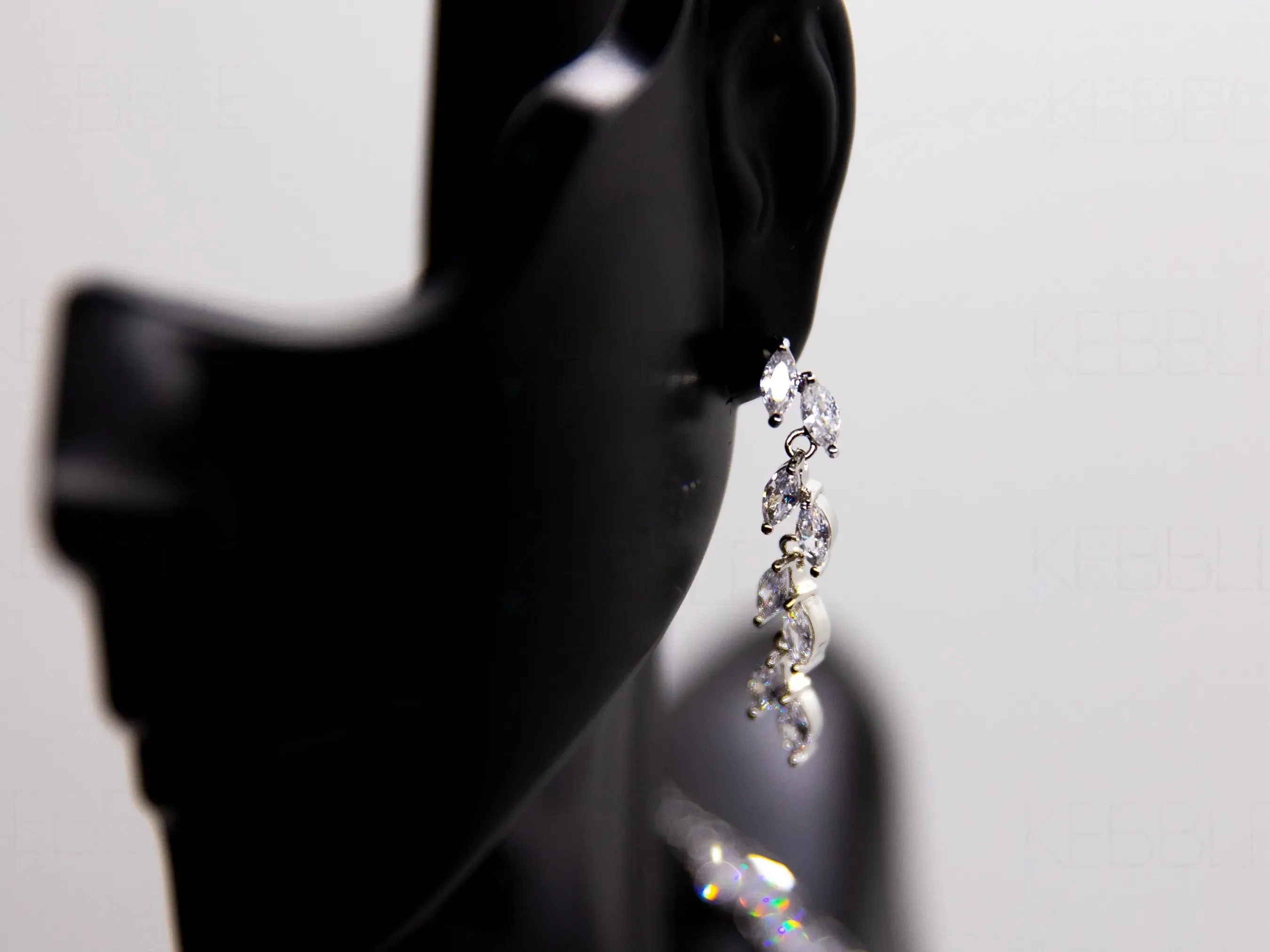 Bridal Jewelry Set, Platinum Plated, Shiny Vine Set - Silver