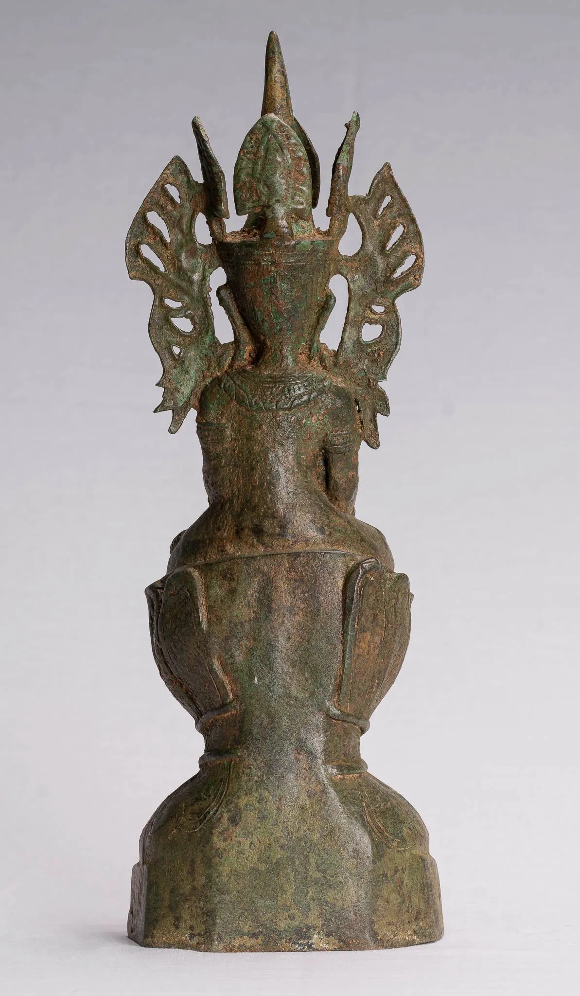 Buddha Statue - Antique Burmese Style Bronze Shan Enlightenment Seated Buddha Statue - 35cm/14"