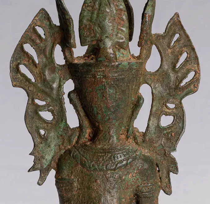 Buddha Statue - Antique Burmese Style Bronze Shan Enlightenment Seated Buddha Statue - 35cm/14"