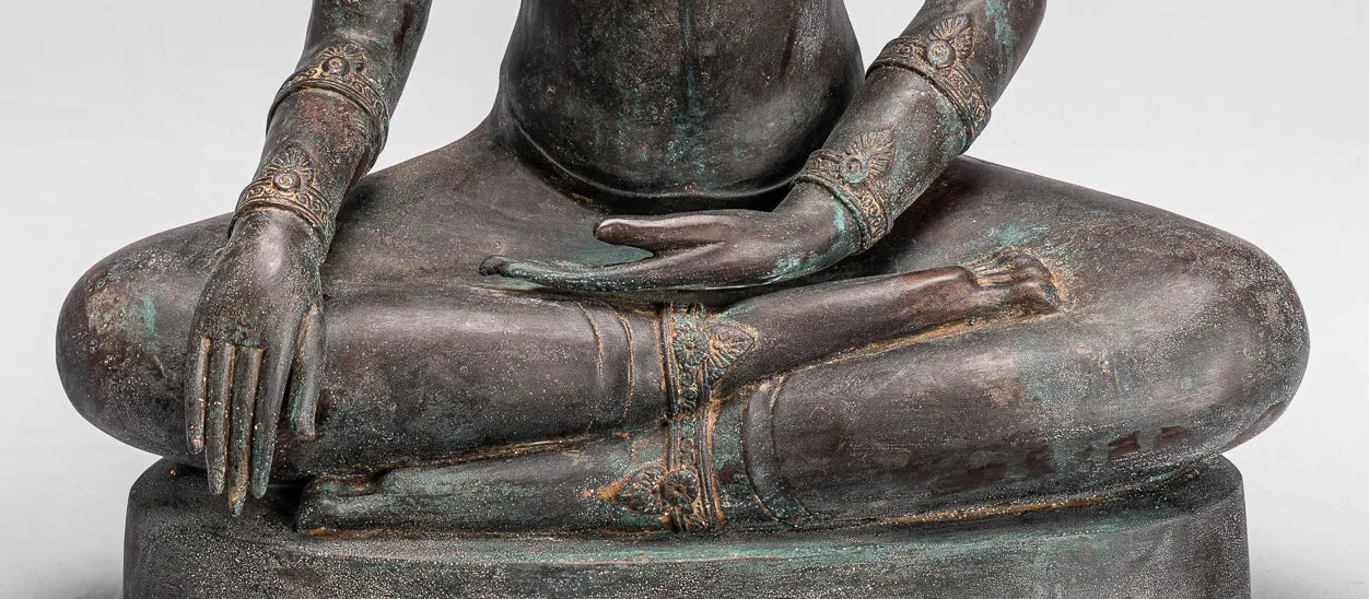 Buddha Statue - Antique Thai Style Ayutthaya Seated Enlightenment Buddha Statue - 74cm/30"