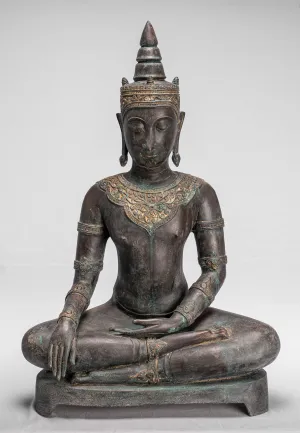 Buddha Statue - Antique Thai Style Ayutthaya Seated Enlightenment Buddha Statue - 74cm/30"