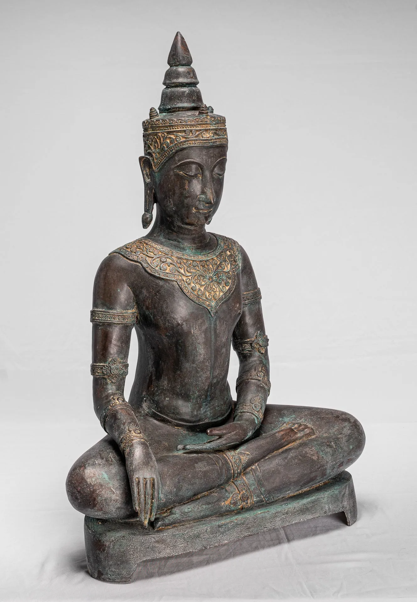 Buddha Statue - Antique Thai Style Ayutthaya Seated Enlightenment Buddha Statue - 74cm/30"