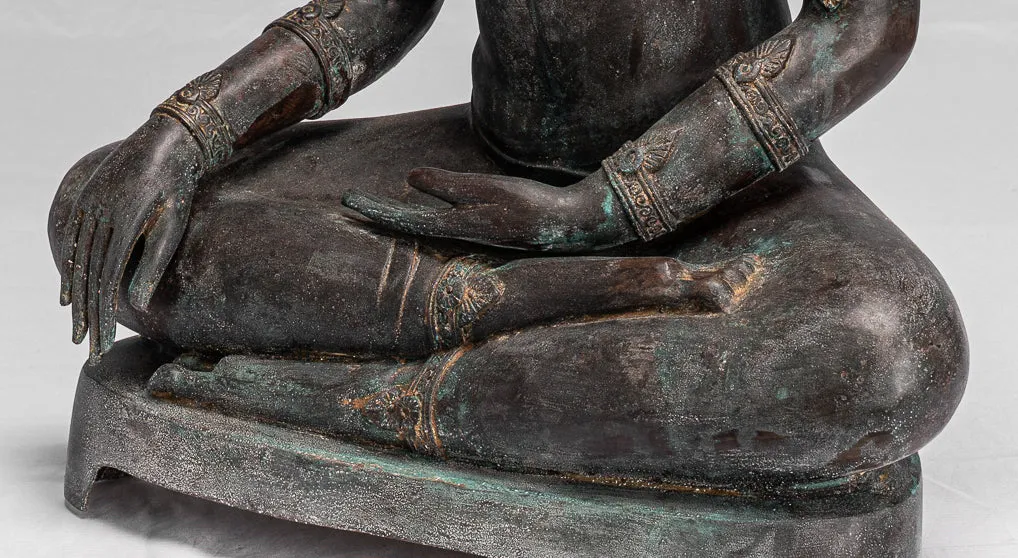 Buddha Statue - Antique Thai Style Ayutthaya Seated Enlightenment Buddha Statue - 74cm/30"