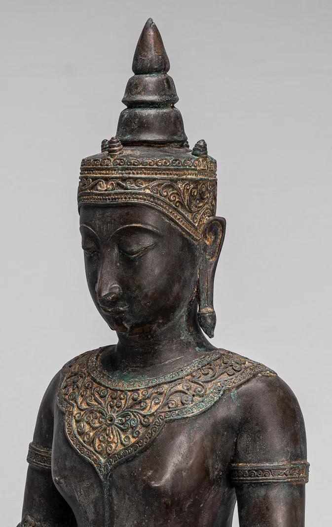 Buddha Statue - Antique Thai Style Ayutthaya Seated Enlightenment Buddha Statue - 74cm/30"