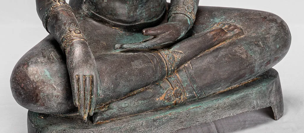 Buddha Statue - Antique Thai Style Ayutthaya Seated Enlightenment Buddha Statue - 74cm/30"