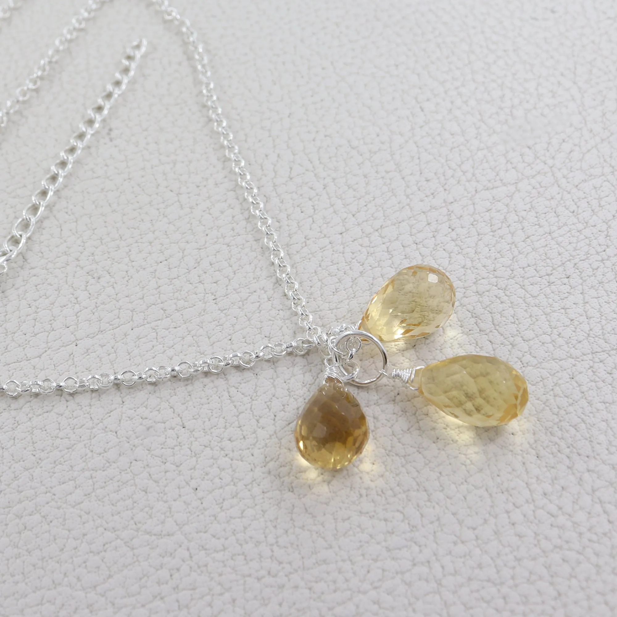 Bunch Of Citrine Gemstone Sterling Silver Necklace