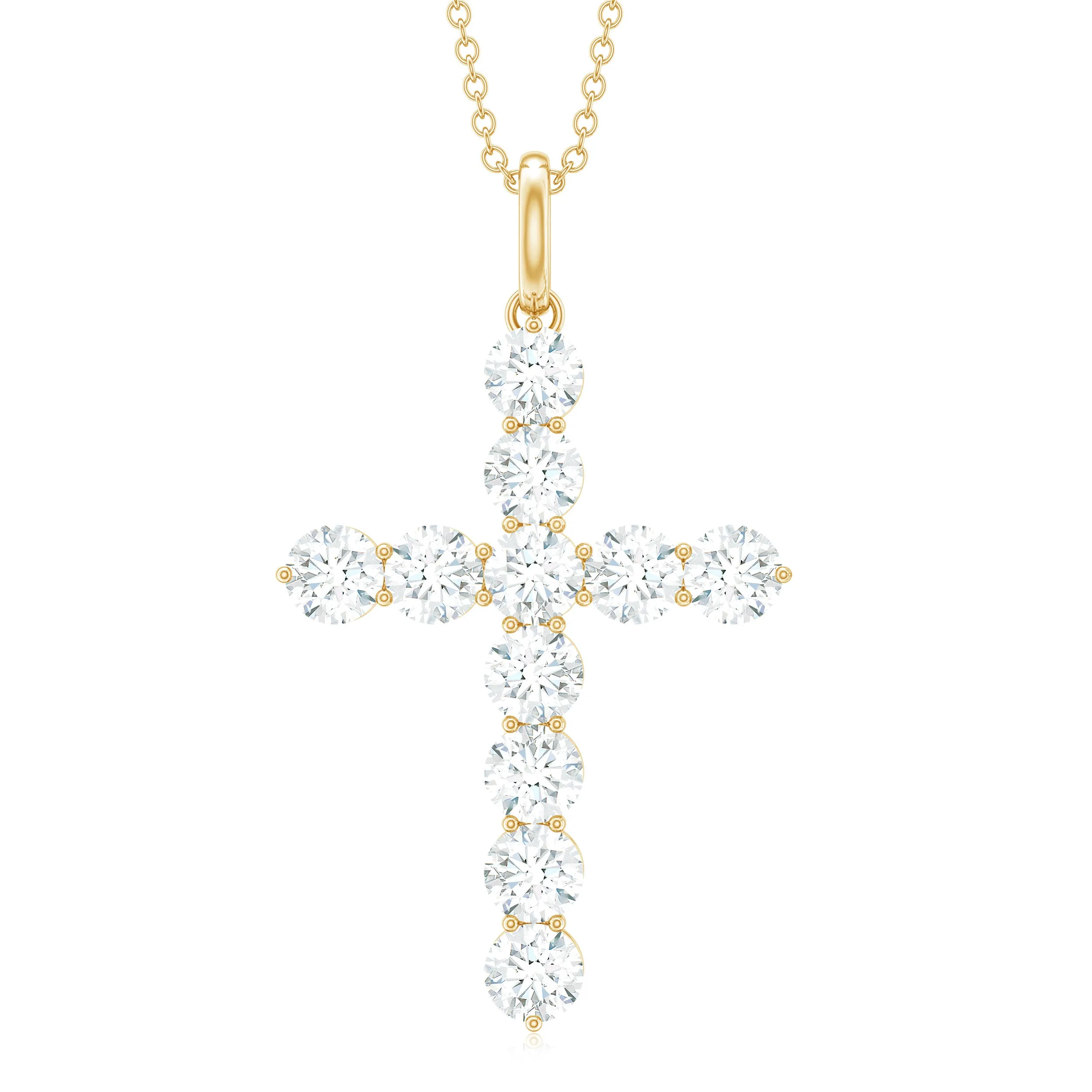 Certified Zircon Simple Cross Pendant Necklace