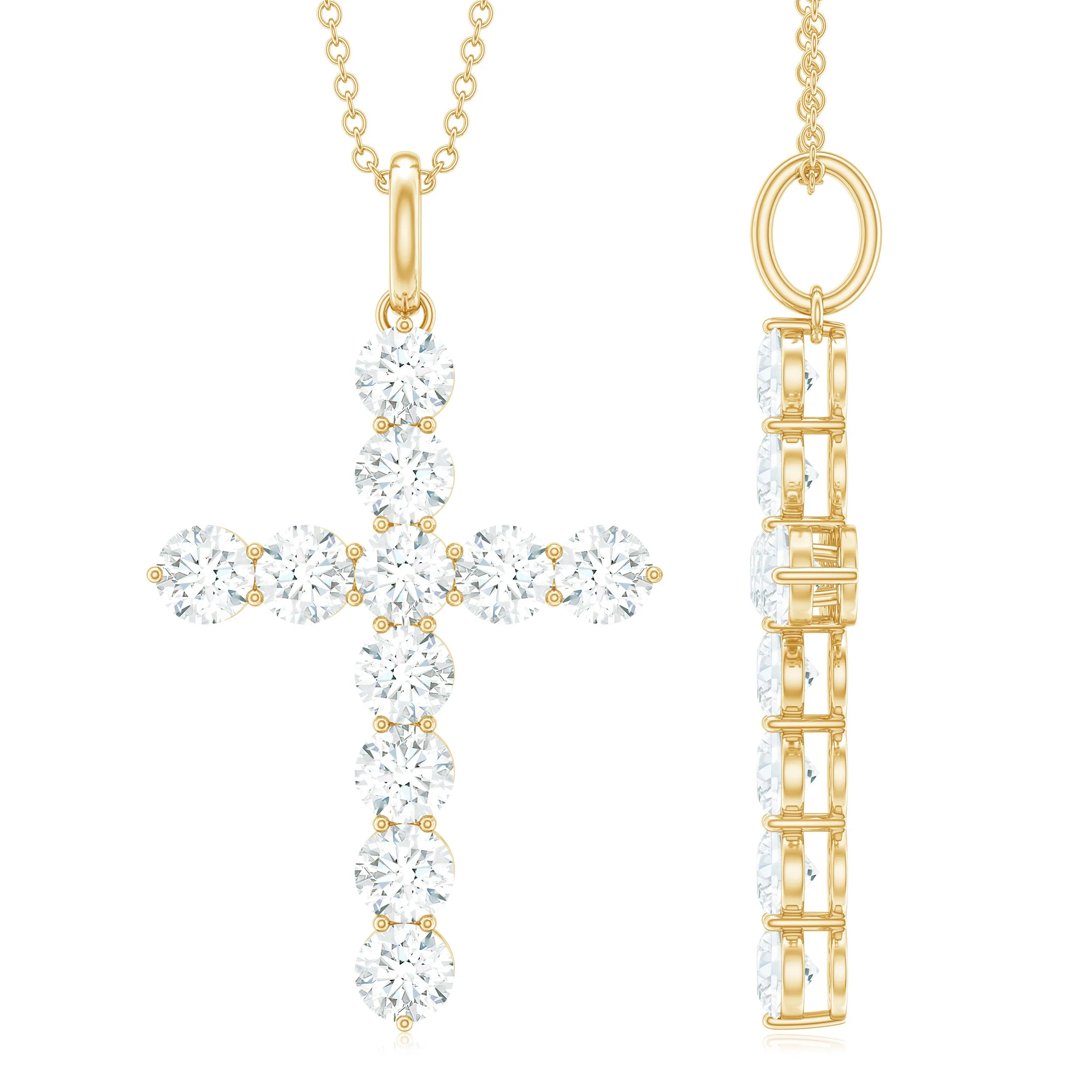 Certified Zircon Simple Cross Pendant Necklace