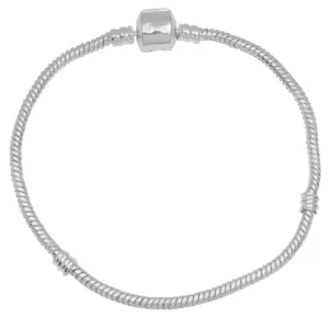 Chain Bracelet, Threaded Snake For Large Hole Beads with Snap Clasp 3mm, 8 Inches, Silver Tone