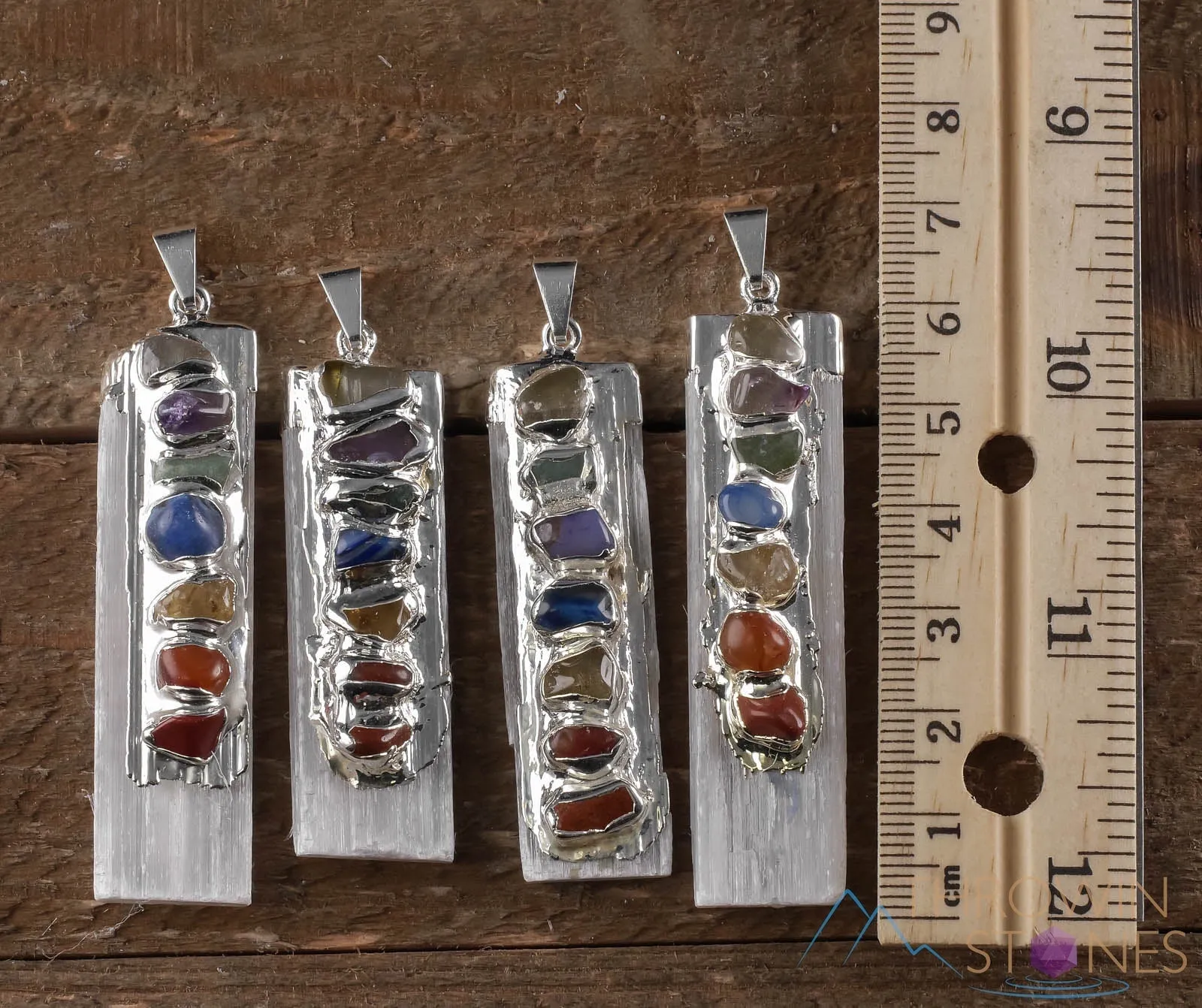 CHAKRA & Raw SELENITE Crystal Pendant - Raw Crystal Necklace, Handmade Jewelry, Healing Crystals and Stones, E0284
