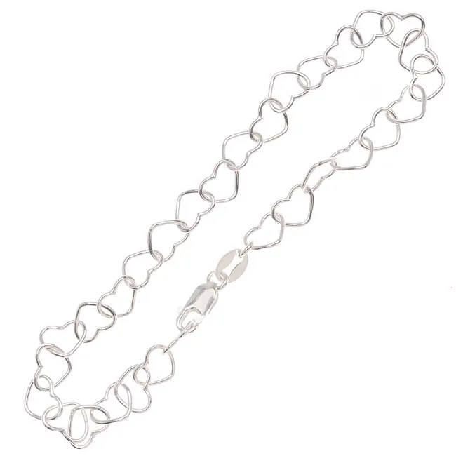 Charm Bracelet Chain, Heart Links with Lobster Clasp 5x6mm, 7 Inches, Sterling Silver