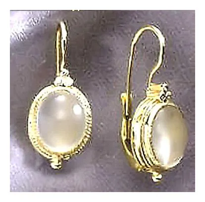 Cinderella 14k Gold, Moonstone and Diamond Earrings