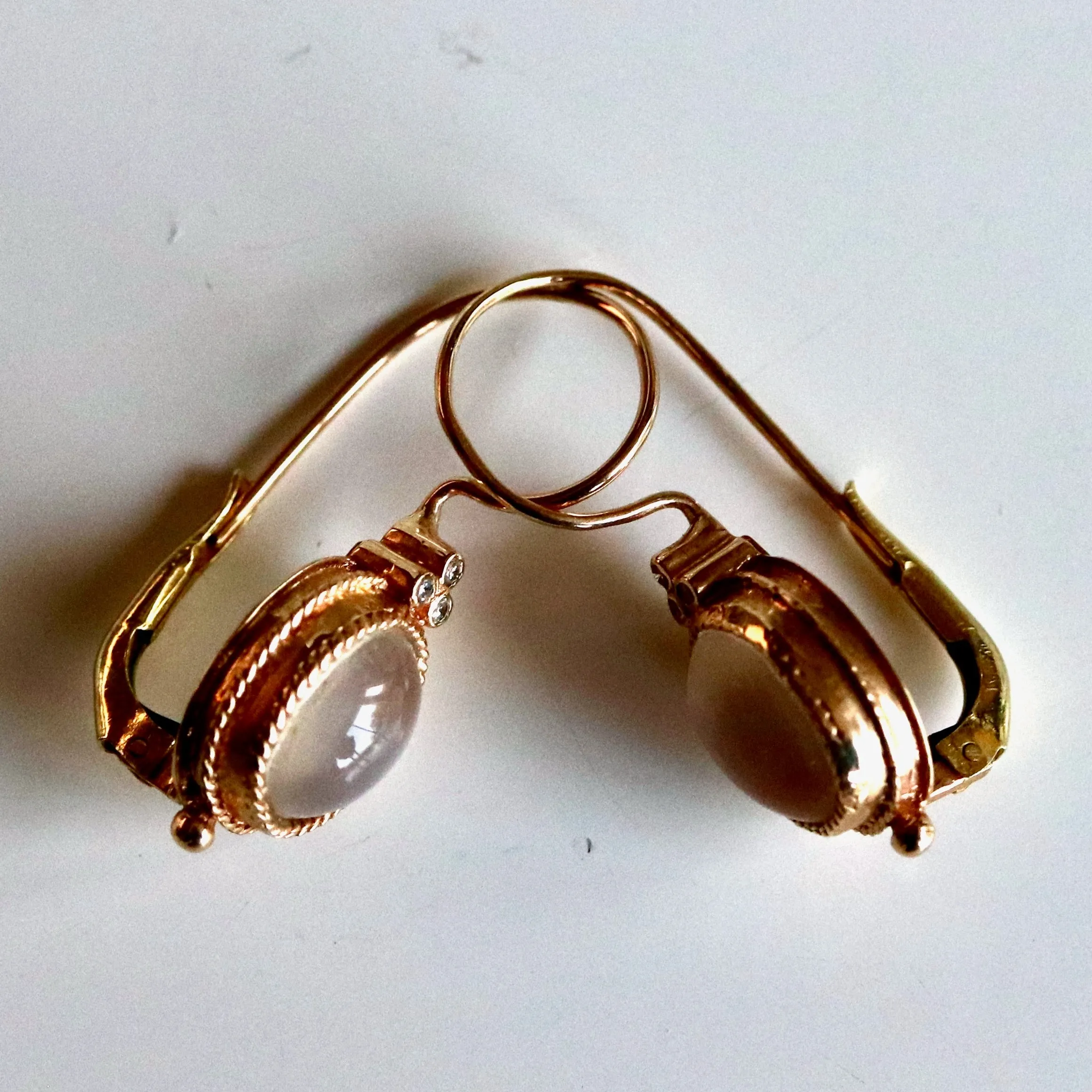 Cinderella 14k Gold, Moonstone and Diamond Earrings