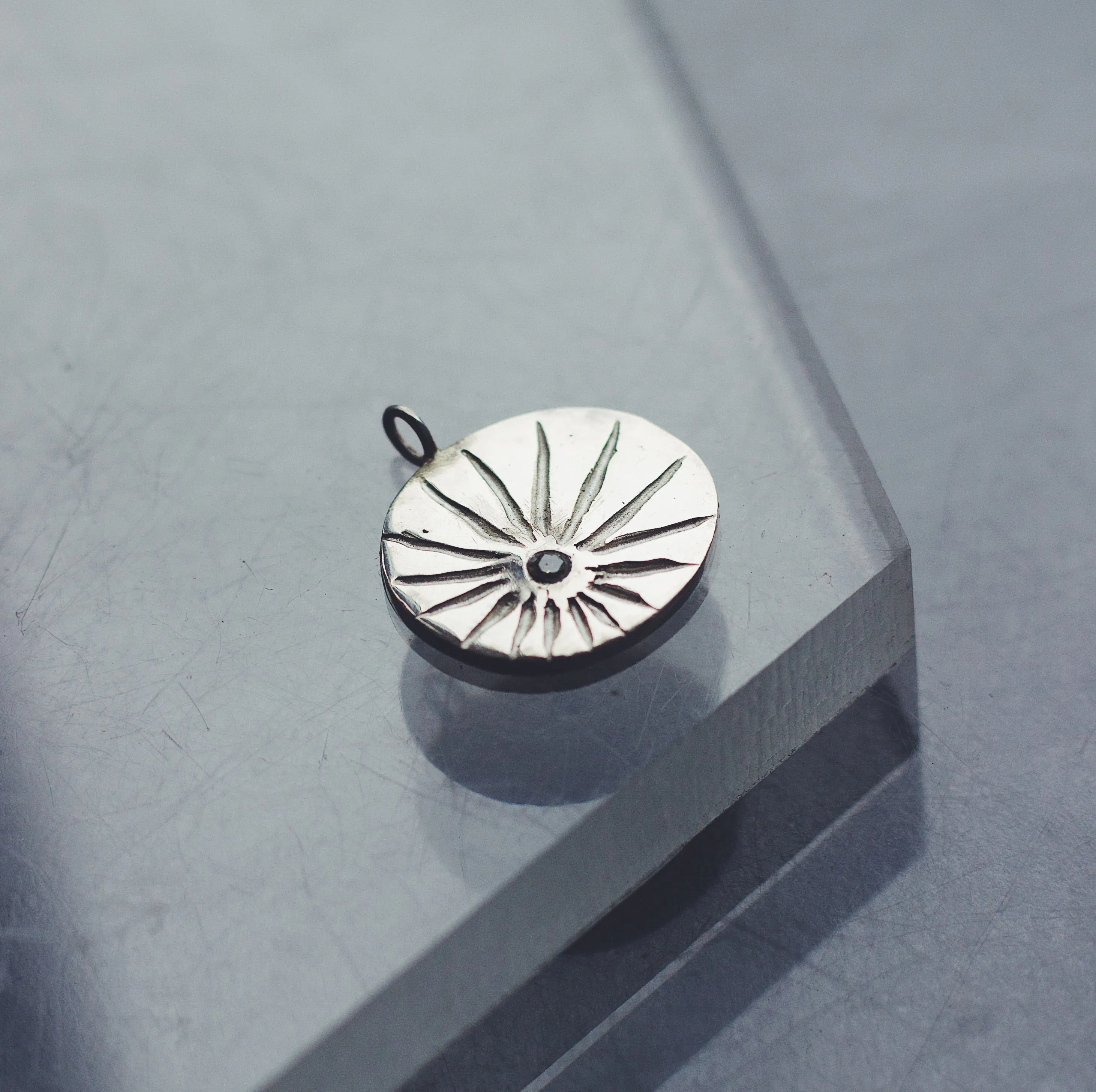 Circle Gemstone Customisable Sterling Silver Pendant
