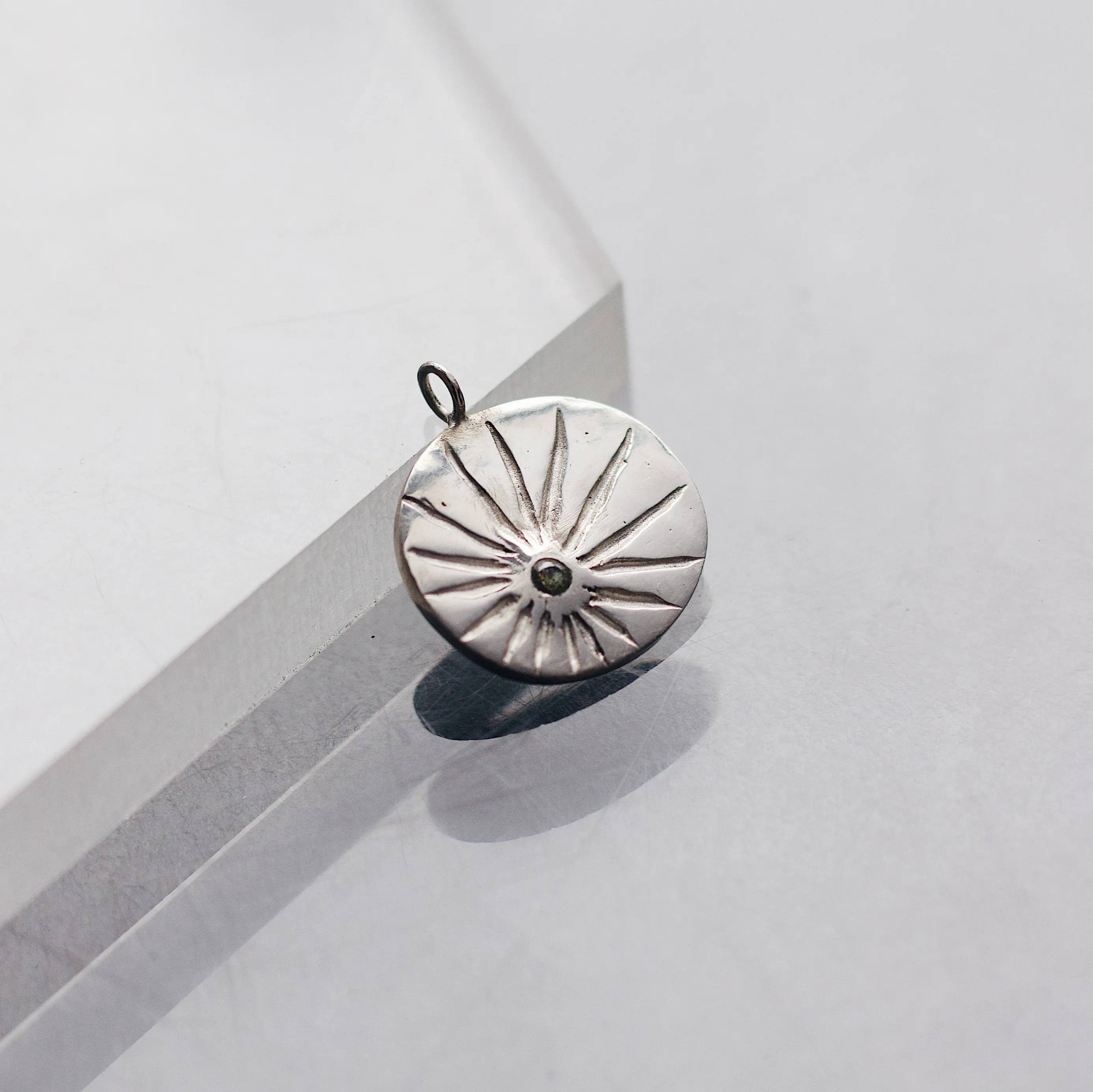 Circle Gemstone Customisable Sterling Silver Pendant
